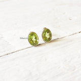 Facetted Peridot Oval Silver Stud