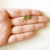 Facetted Peridot Oval Silver Stud