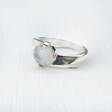 Facetted Rainbow Moonstone Silver Ring