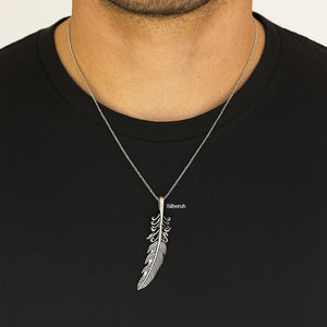 925 Silver Feather Pendant for Women and Men – Boho Jewellery