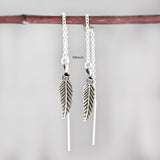 Feather Threader Silver Earring