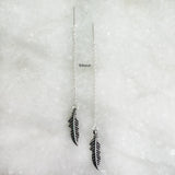 Feather Threader Silver Earring
