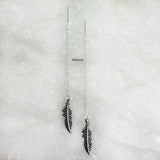 Feather Threader Silver Earring