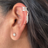 Feather & Star Silver Ear Cuff Earring