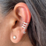 Feather & Star Silver Ear Cuff Earring