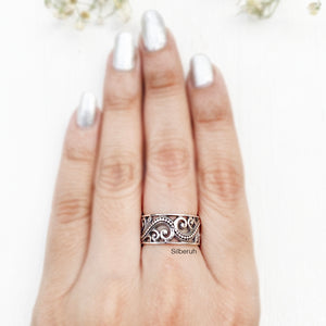 Filigree Band Silver Ring