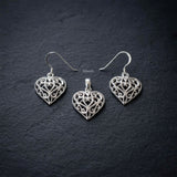 romantic silver jewellery set heart design India