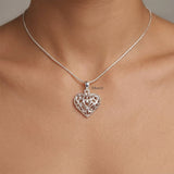filigree heart jewellery set silver pendant earrings