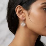 valentines gift silver pendant earrings set