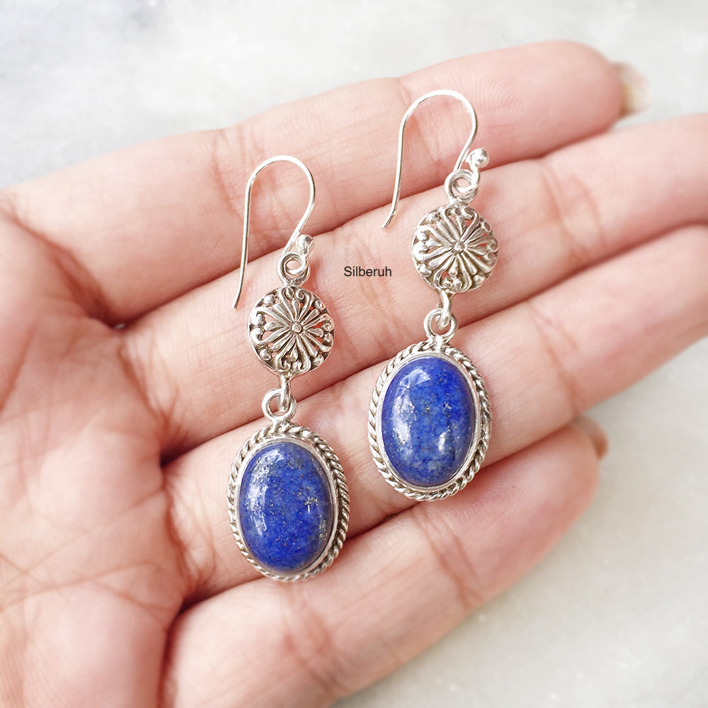 Filigree Lapis Lazuli Silver Earring SILBERUH