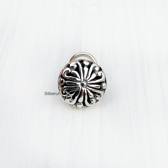 Filigree Round Silver Nose Pin