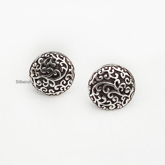 Filigree Round Silver Stud