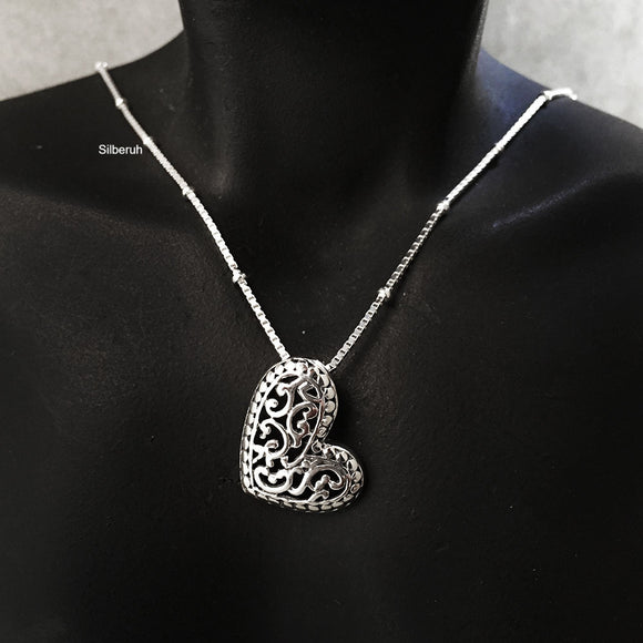 Filigree Silver Heart Pendant