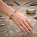Fire Agate beads with 925 silver Dreamcatcher symbol