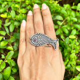 Fish Silver Adjustable Ring