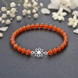 925 silver Orange Onyx flower bracelet