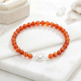 Natural Orange Onyx gemstone flower bracelet