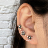 Flower Silver Ear Climber Earring