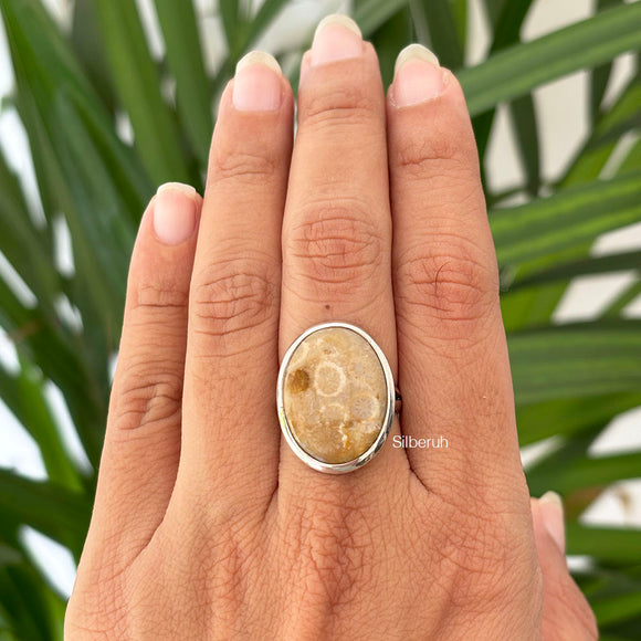 Fossil Coral Silver Ring