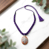 Fossil Coral Silver Tree of Life Threaded Necklace