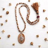 Fossil Coral Silver Tree of Life Threaded Necklace