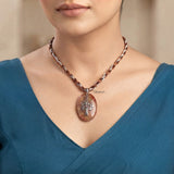 Fossil Coral Silver Tree of Life Threaded Necklace