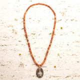 Fossil Coral & Fire Agate Silver Necklace