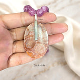 Fossil Coral & Pink Quartz Silver Necklace