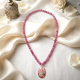 Fossil Coral & Pink Quartz Silver Necklace