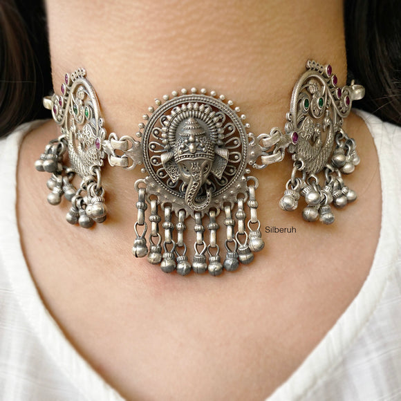 Ganesha Silver Choker Necklace