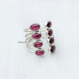 Garnet Adjustable Silver Ring