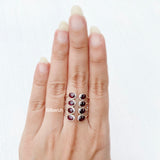 Garnet Adjustable Silver Ring