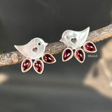 925 Silver Garnet Bird Stud Earrings – Natural Garnet Stone