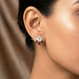  Garnet Bird Stud Earrings