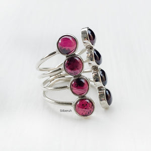 Garnet Deep Ocean Silver Ring