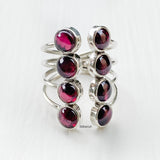 Garnet Deep Ocean Silver Ring