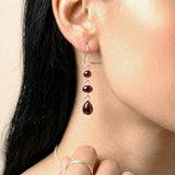 925 garnet drop silver earring India