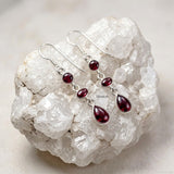 natural garnet sterling silver drop earrings women