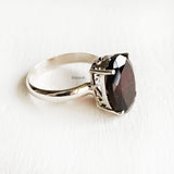 Garnet Facetted Silver Ring