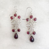 Garnet Filigree Silver Earring