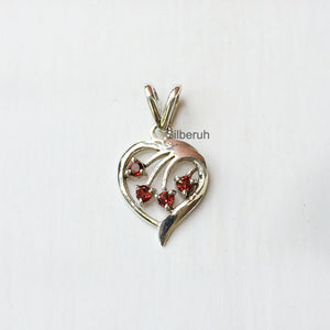 Garnet Heart Silver Pendant