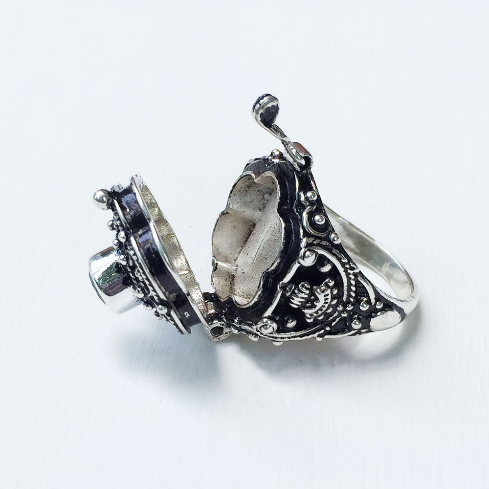 Garnet Poison Box Silver Ring – SILBERUH