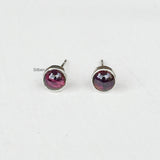 Garnet Round Silver Stud