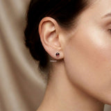 925 silver garnet round stud earrings India