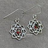 Garnet Sahasrara Chakra Silver Earring