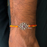 Garnet 925 Silver Rakhi with Message Card