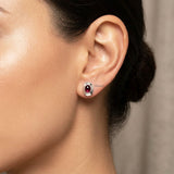 oval garnet cabochon stud earrings