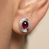 garnet oval stud earrings 925 silver India