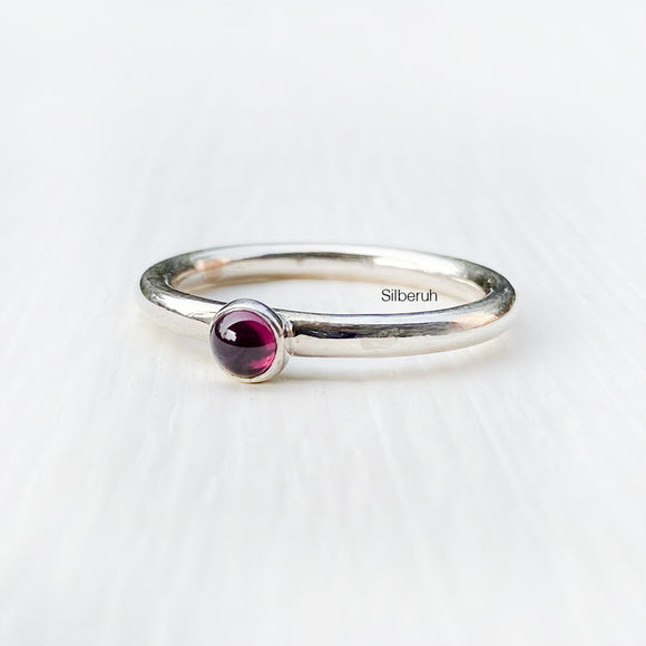 Garnet Stacking Silver Ring