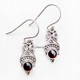 Garnet Tribal Silver Earring